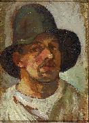 Theo van Doesburg Selfportrait with hat. USA oil painting artist